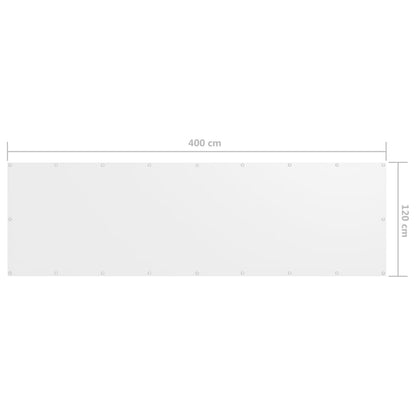 vidaXL Balcony Screen White 120x400 cm Oxford Fabric