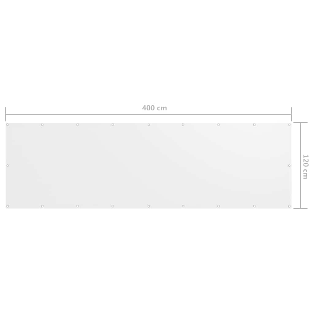 134897 vidaXL Balcony Screen White 120x400 cm Oxford Fabric