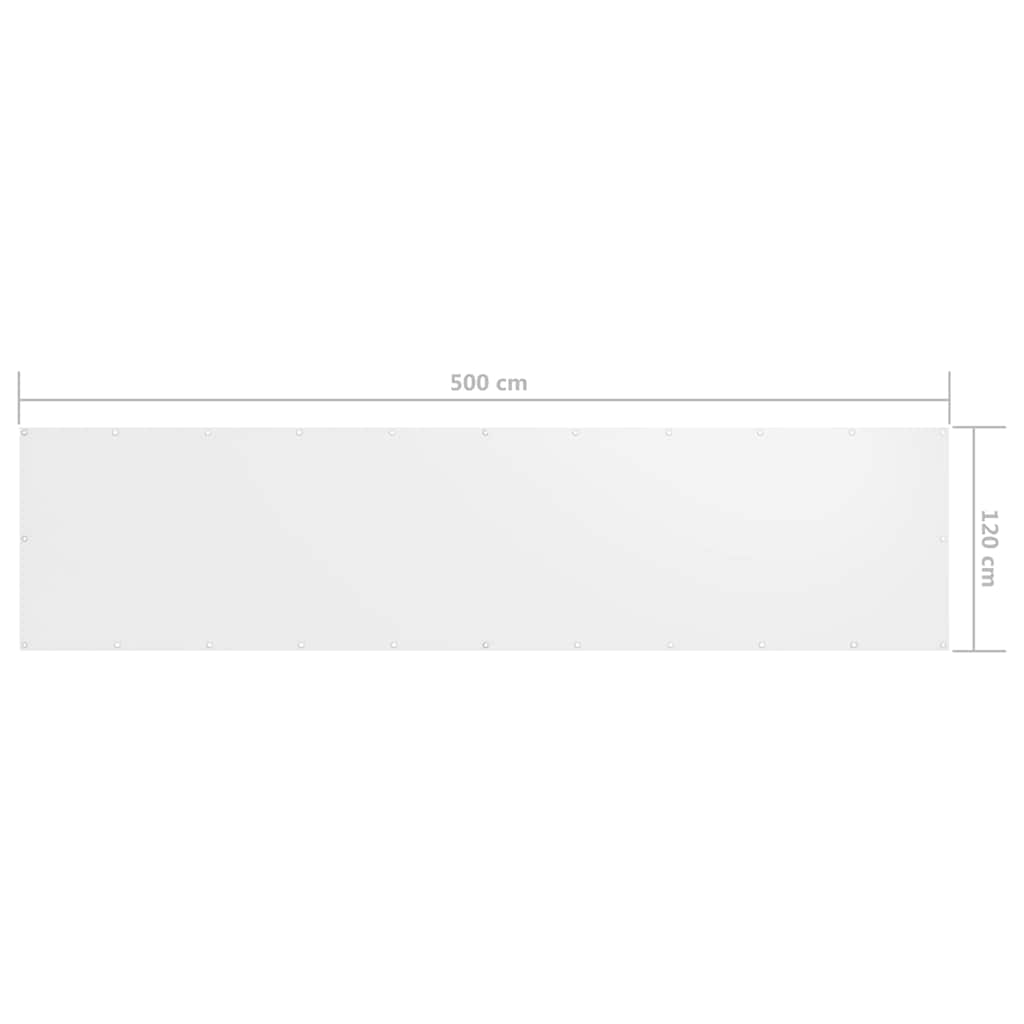 134898 vidaXL Balcony Screen White 120x500 cm Oxford Fabric