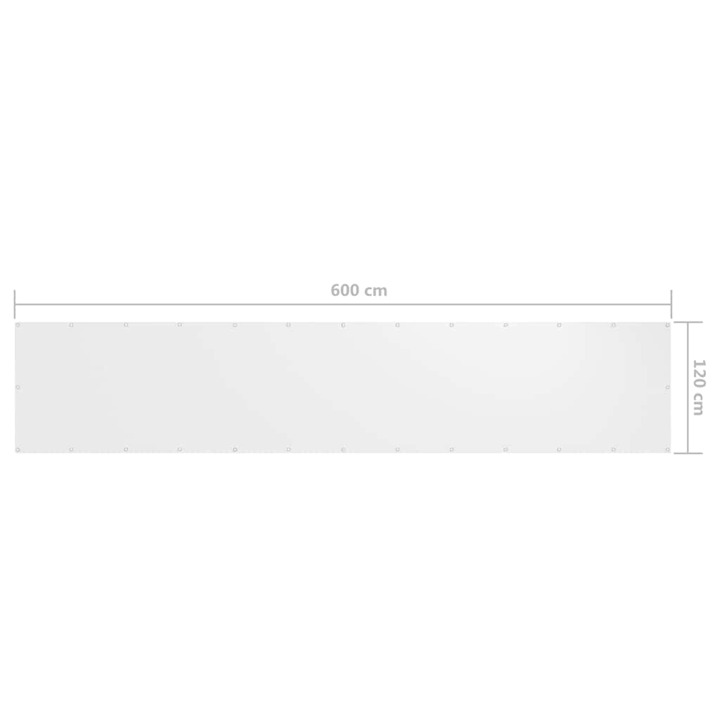 134899 vidaXL Balcony Screen White 120x600 cm Oxford Fabric