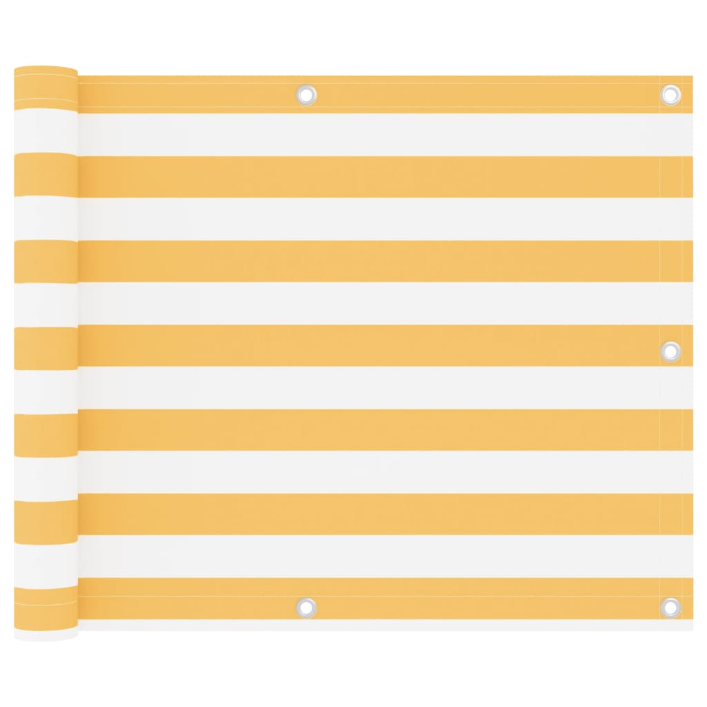 vidaXL Balcony Screen White and Yellow 75x300 cm Oxford Fabric