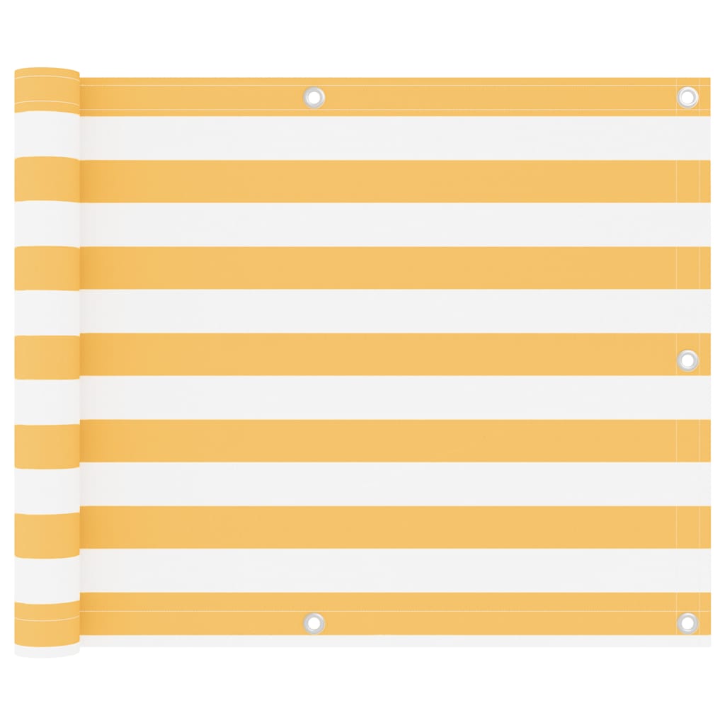 134900 vidaXL Balcony Screen White and Yellow 75x300 cm Oxford Fabric