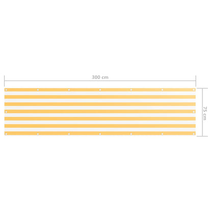 134900 vidaXL Balcony Screen White and Yellow 75x300 cm Oxford Fabric