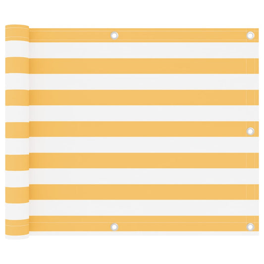 134901 vidaXL Balcony Screen White and Yellow 75x400 cm Oxford Fabric