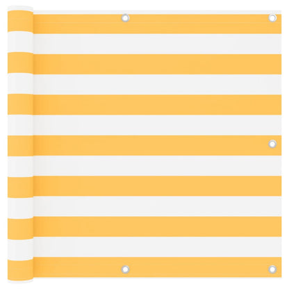 vidaXL Balcony Screen White and Yellow 90x400 cm Oxford Fabric