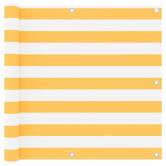 vidaXL Balcony Screen White and Yellow 90x400 cm Oxford Fabric
