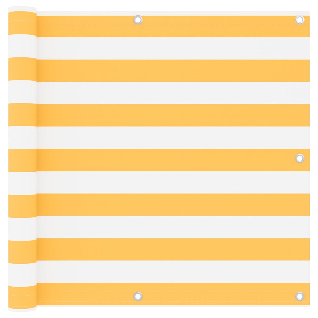 134906 vidaXL Balcony Screen White and Yellow 90x500 cm Oxford Fabric