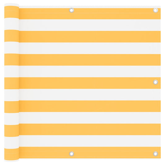 134906 vidaXL Balcony Screen White and Yellow 90x500 cm Oxford Fabric
