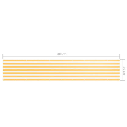 134906 vidaXL Balcony Screen White and Yellow 90x500 cm Oxford Fabric