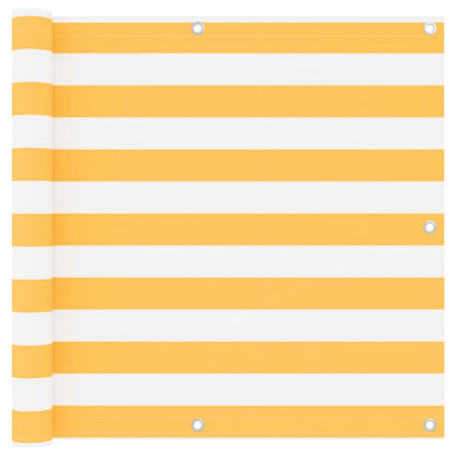 vidaXL Balcony Screen White and Yellow 90x600 cm Oxford Fabric