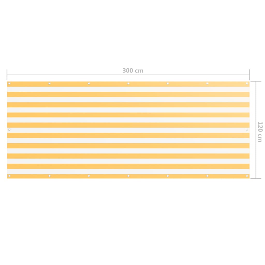 vidaXL Balcony Screen White and Yellow 120x300 cm Oxford Fabric