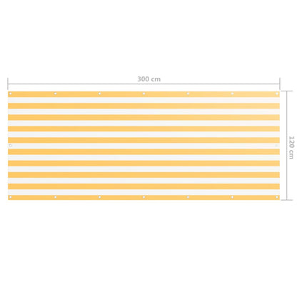 vidaXL Balcony Screen White and Yellow 120x300 cm Oxford Fabric
