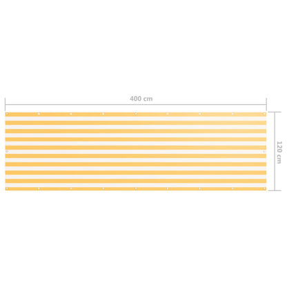 vidaXL Balcony Screen White and Yellow 120x400 cm Oxford Fabric