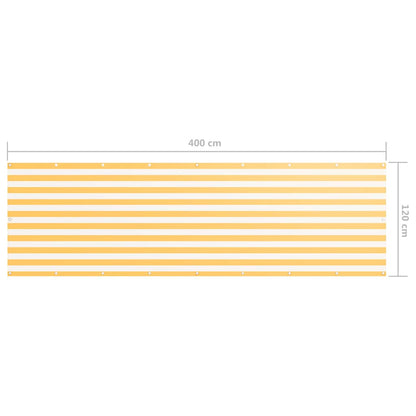 134909 vidaXL Balcony Screen White and Yellow 120x400 cm Oxford Fabric