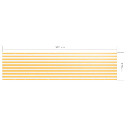 134910 vidaXL Balcony Screen White and Yellow 120x500 cm Oxford Fabric