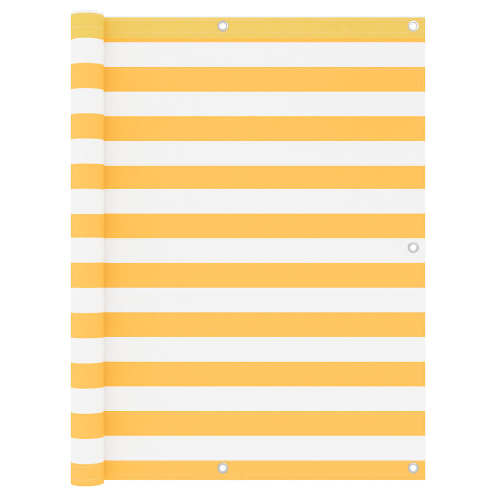 134911 vidaXL Balcony Screen White and Yellow 120x600 cm Oxford Fabric