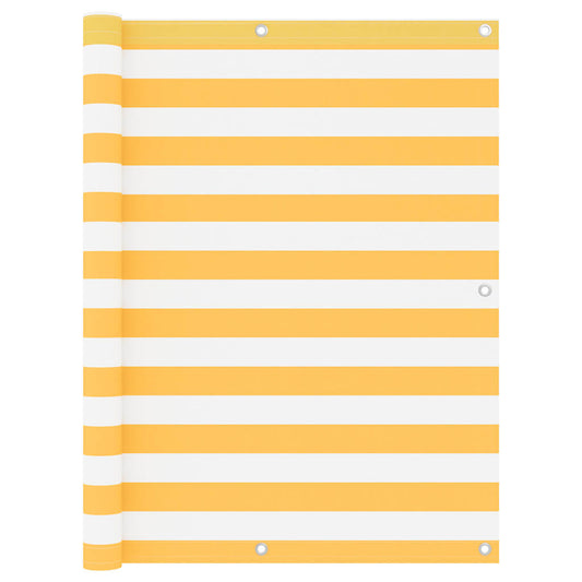 134911 vidaXL Balcony Screen White and Yellow 120x600 cm Oxford Fabric