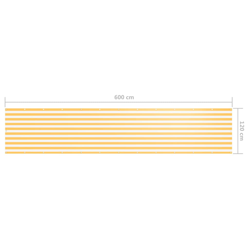 134911 vidaXL Balcony Screen White and Yellow 120x600 cm Oxford Fabric