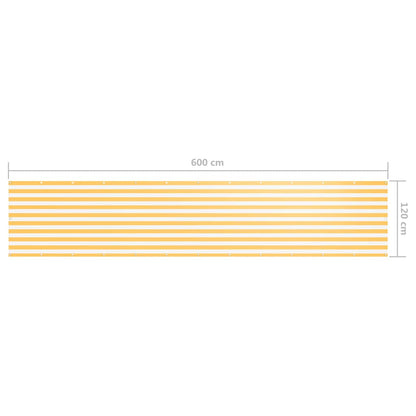 134911 vidaXL Balcony Screen White and Yellow 120x600 cm Oxford Fabric