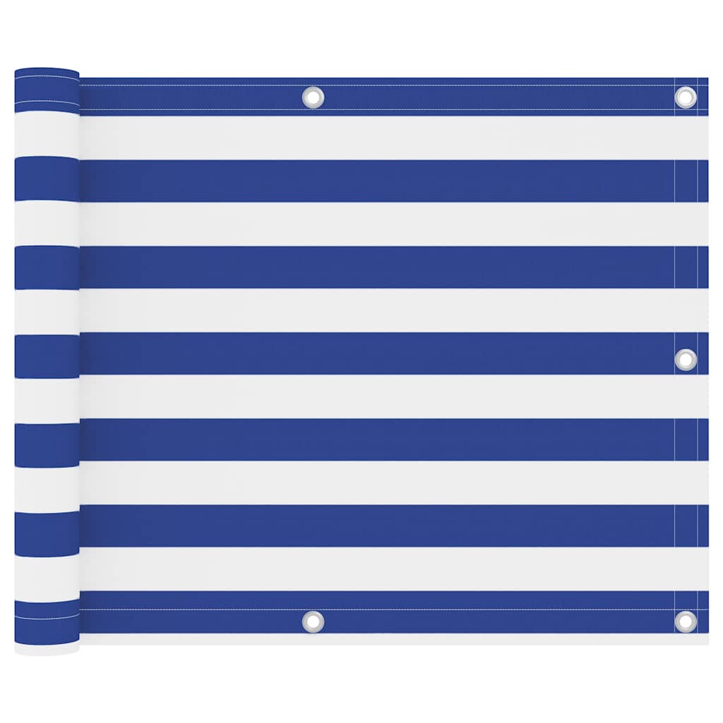 134913 vidaXL Balcony Screen White and Blue 75x400 cm Oxford Fabric