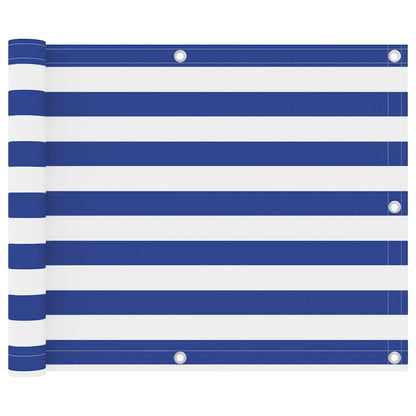 134913 vidaXL Balcony Screen White and Blue 75x400 cm Oxford Fabric