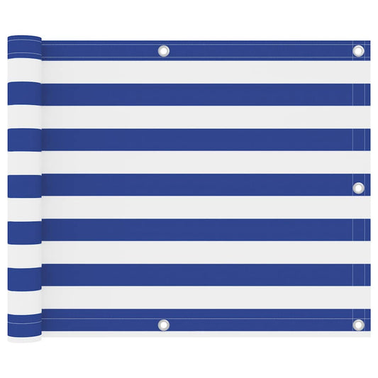 134913 vidaXL Balcony Screen White and Blue 75x400 cm Oxford Fabric