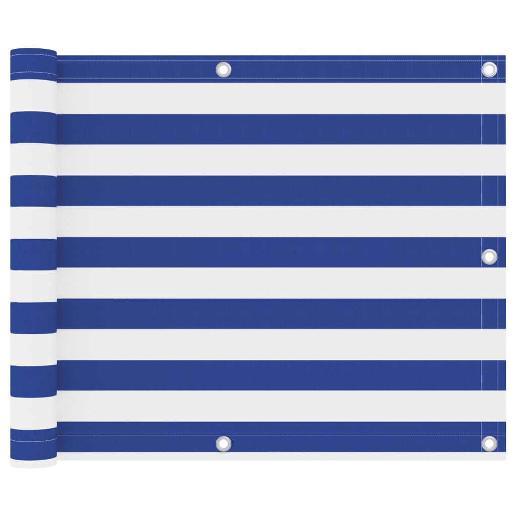 134914 vidaXL Balcony Screen White and Blue 75x500 cm Oxford Fabric