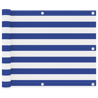 134914 vidaXL Balcony Screen White and Blue 75x500 cm Oxford Fabric