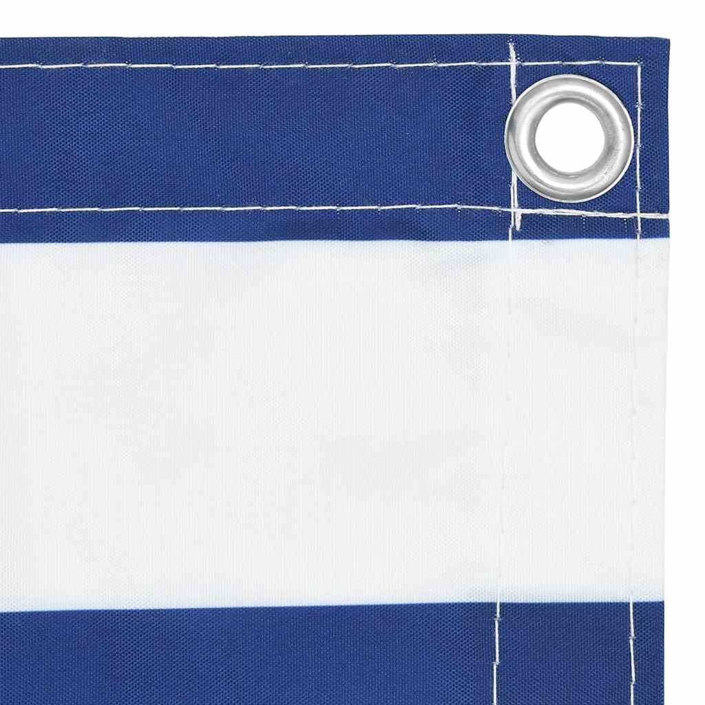 134914 vidaXL Balcony Screen White and Blue 75x500 cm Oxford Fabric
