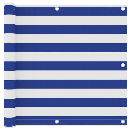 134916 vidaXL Balcony Screen White and Blue 90x300 cm Oxford Fabric