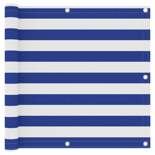 vidaXL Balcony Screen White and Blue 90x400 cm Oxford Fabric