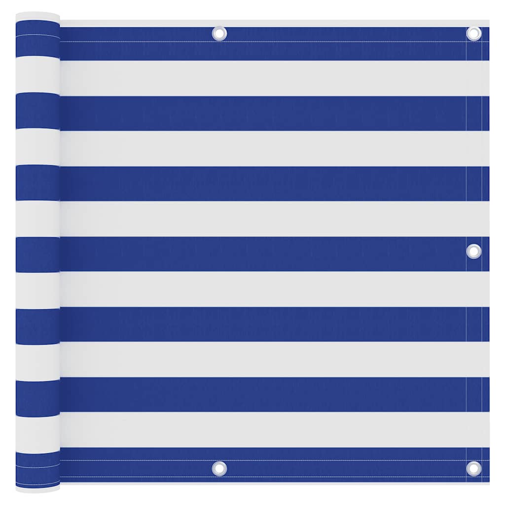 vidaXL Balcony Screen White and Blue 90x500 cm Oxford Fabric