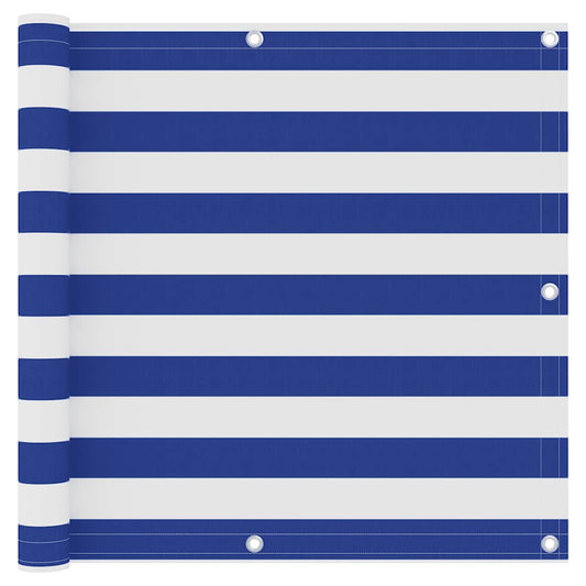 vidaXL Balcony Screen White and Blue 90x500 cm Oxford Fabric