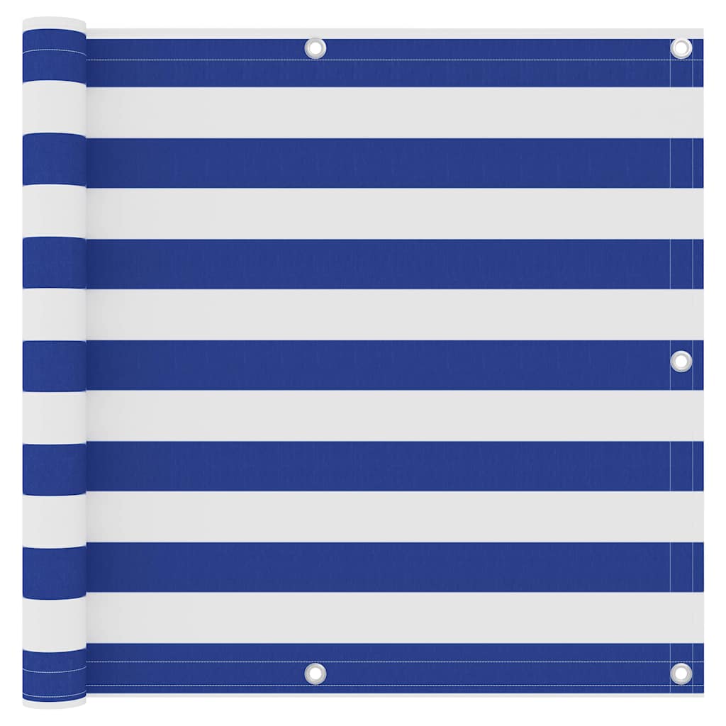 134918 vidaXL Balcony Screen White and Blue 90x500 cm Oxford Fabric