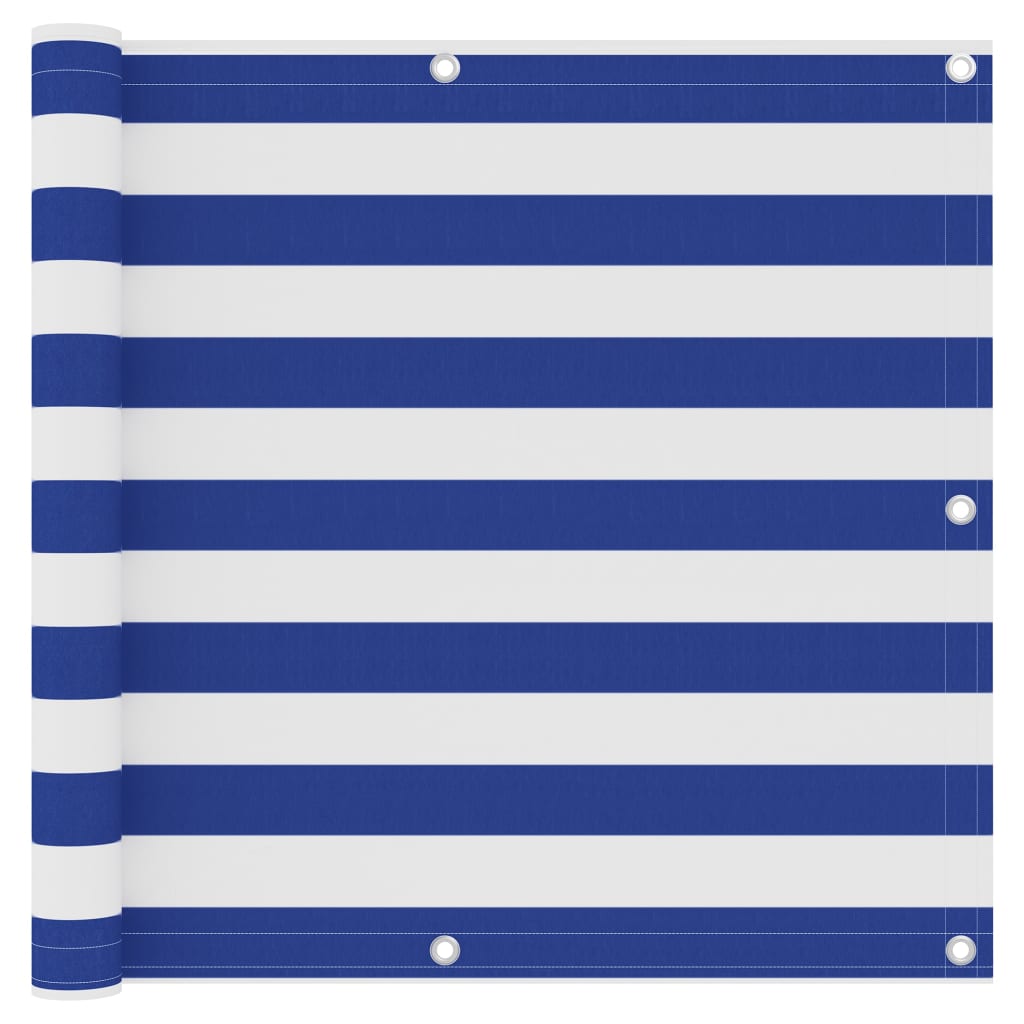 vidaXL Balcony Screen White and Blue 90x600 cm Oxford Fabric