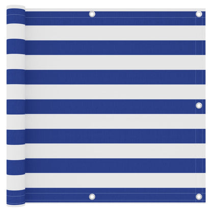 vidaXL Balcony Screen White and Blue 90x600 cm Oxford Fabric