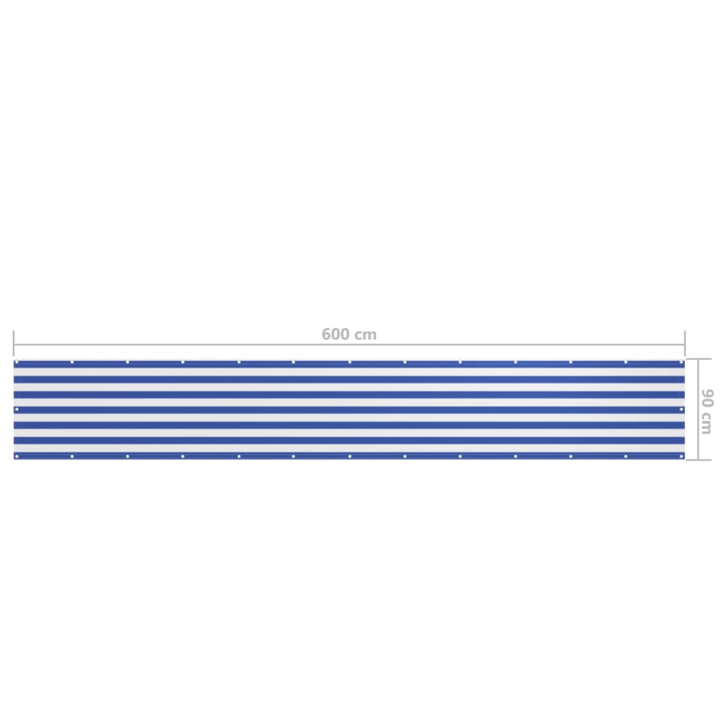 vidaXL Balcony Screen White and Blue 90x600 cm Oxford Fabric