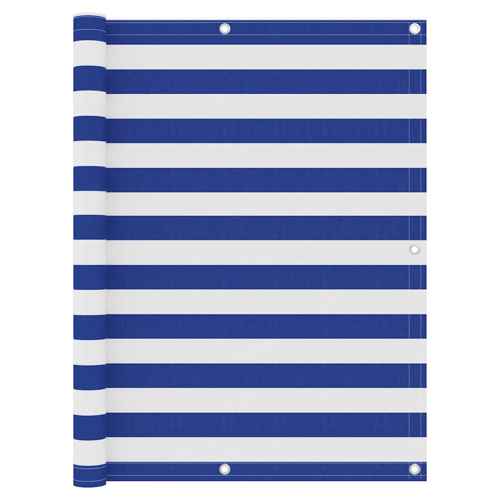 134920 vidaXL Balcony Screen White and Blue 120x300 cm Oxford Fabric