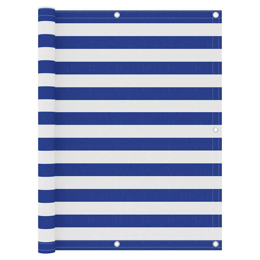 134921 vidaXL Balcony Screen White and Blue 120x400 cm Oxford Fabric