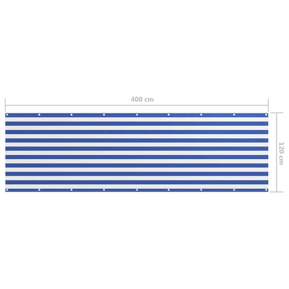 134921 vidaXL Balcony Screen White and Blue 120x400 cm Oxford Fabric
