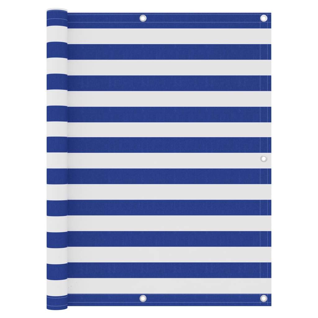 134923 vidaXL Balcony Screen White and Blue 120x600 cm Oxford Fabric