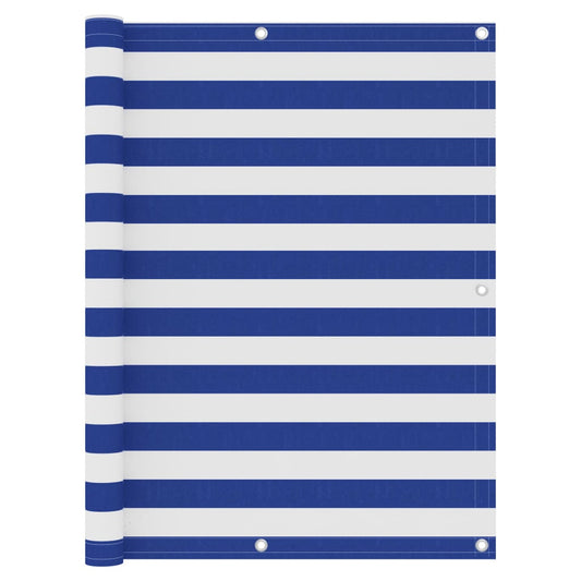 134923 vidaXL Balcony Screen White and Blue 120x600 cm Oxford Fabric