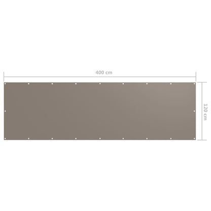 vidaXL Balcony Screen Taupe 120x400 cm Oxford Fabric