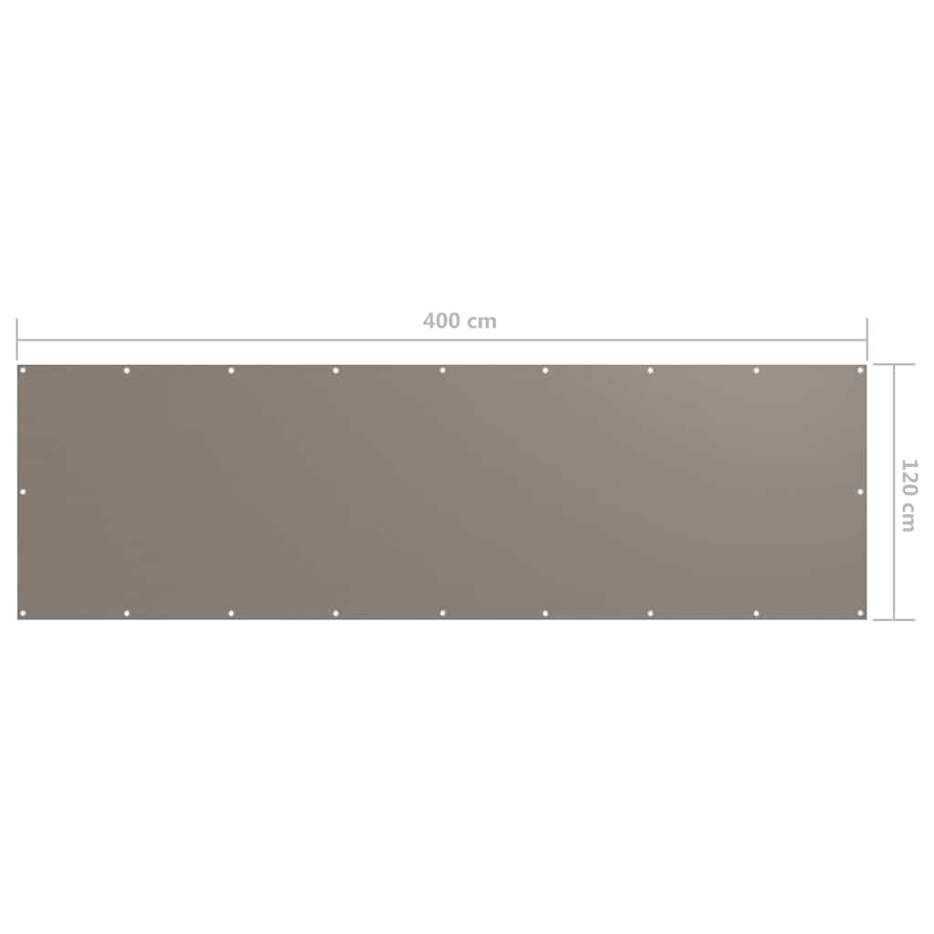 134993 vidaXL Balcony Screen Taupe 120x400 cm Oxford Fabric