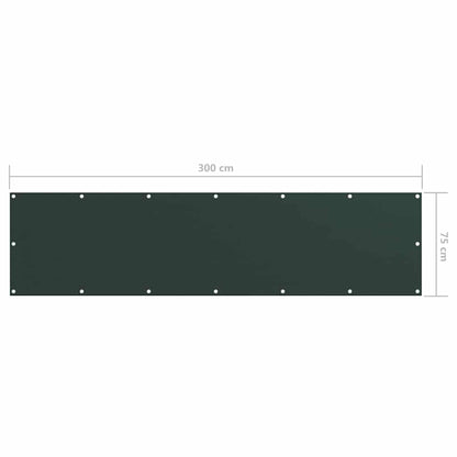 134996 vidaXL Balcony Screen Dark Green 75x300 cm Oxford Fabric
