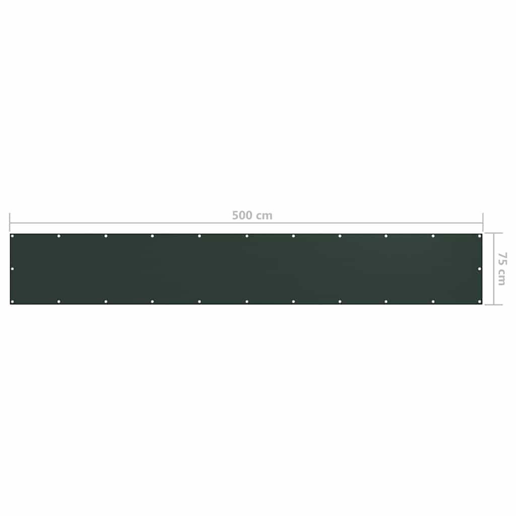 134998 vidaXL Balcony Screen Dark Green 75x500 cm Oxford Fabric