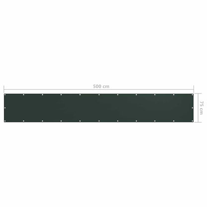 134998 vidaXL Balcony Screen Dark Green 75x500 cm Oxford Fabric