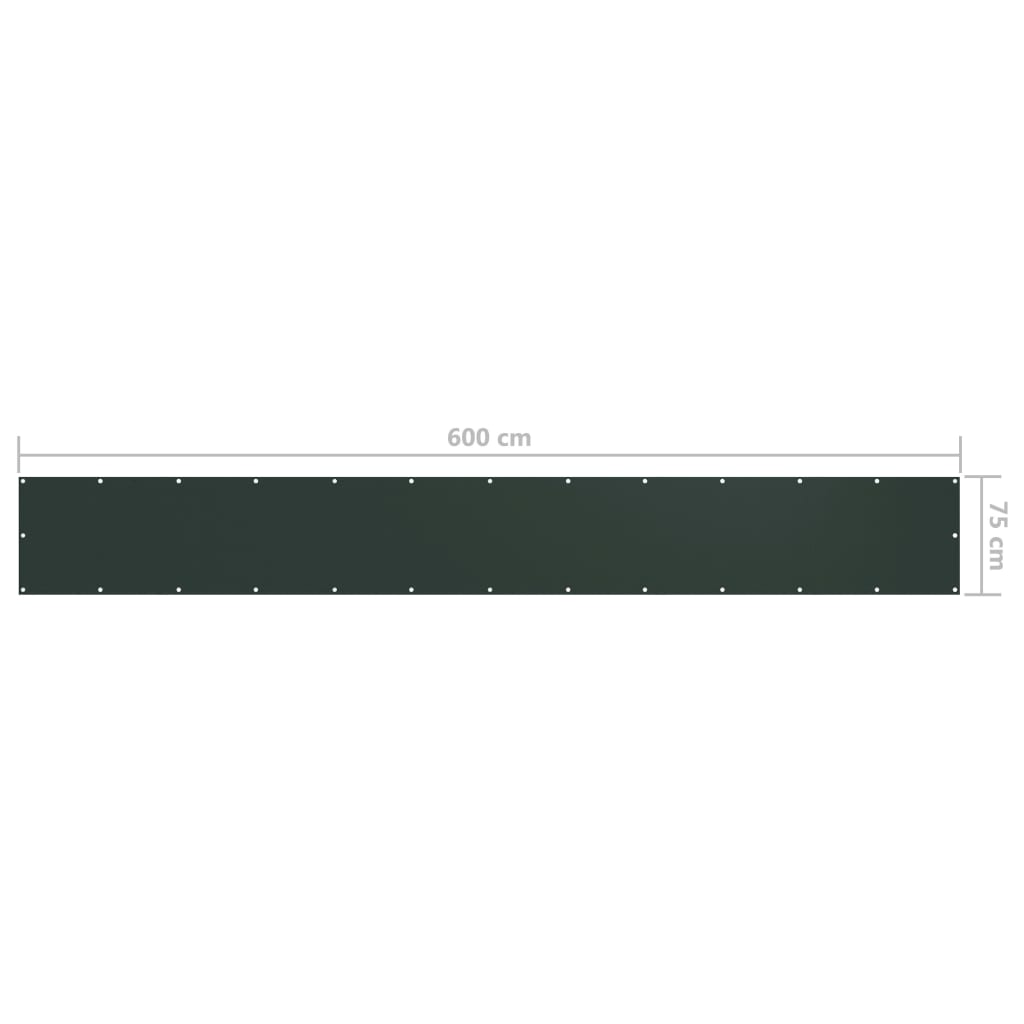 vidaXL Balcony Screen Dark Green 75x600 cm Oxford Fabric