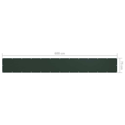 134999 vidaXL Balcony Screen Dark Green 75x600 cm Oxford Fabric