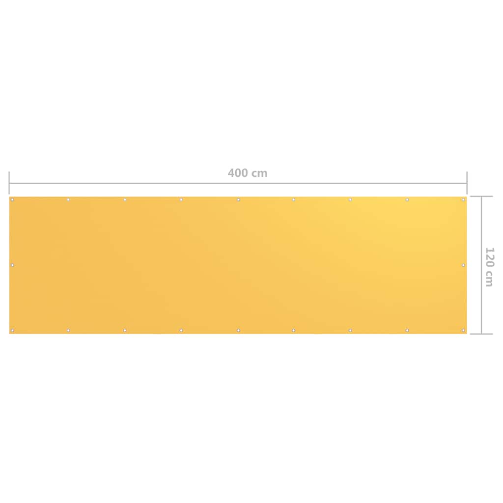 135029 vidaXL Balcony Screen Yellow 120x400 cm Oxford Fabric